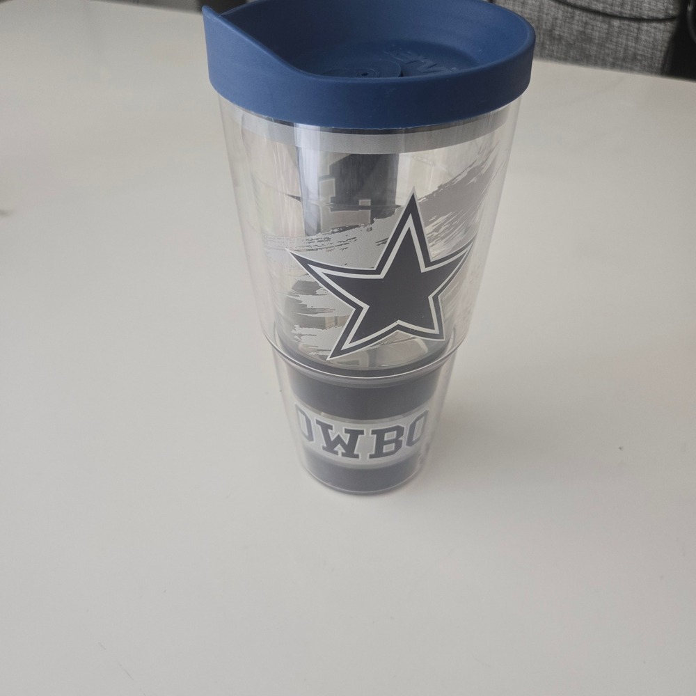 Dallas Cowboys Tervis Tumbler Insulated Travel Cup with Lid Blue Silver Star